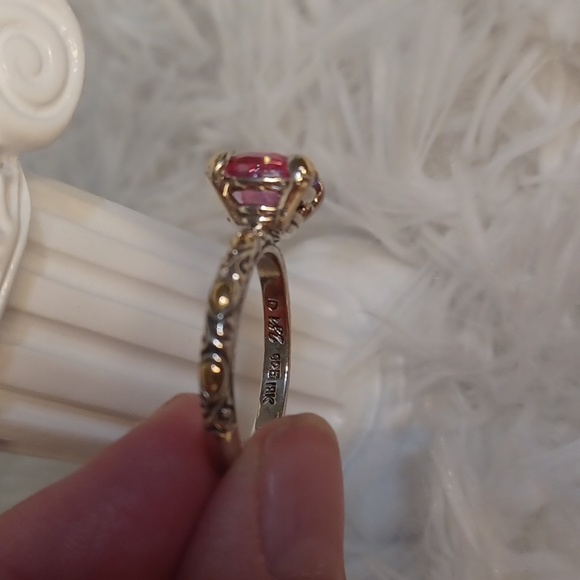 Bali Designs Sterling & 18K Gold Azotic Pink Quartz Solitaire Ring NEW Size 9 - Picture 6 of 10